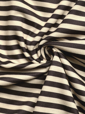 One Shoulder Striped Chic T-shirt-Multicolor