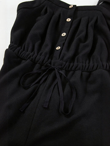Button Front Wide Leg Jumpsuit