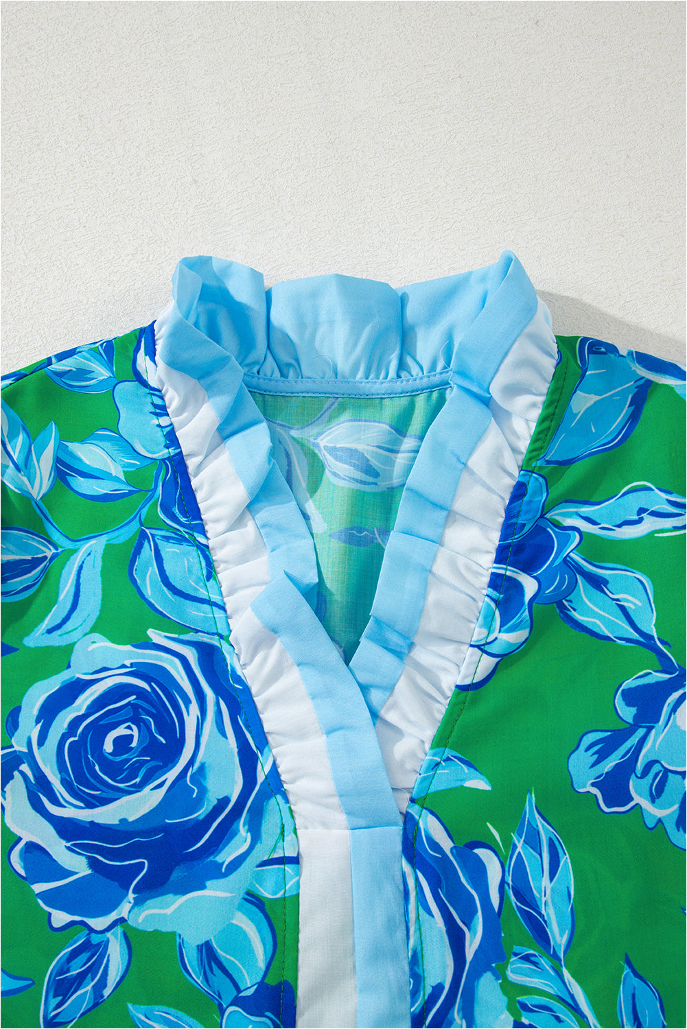 Floral Ruffle Trim Chiffon Blouse
