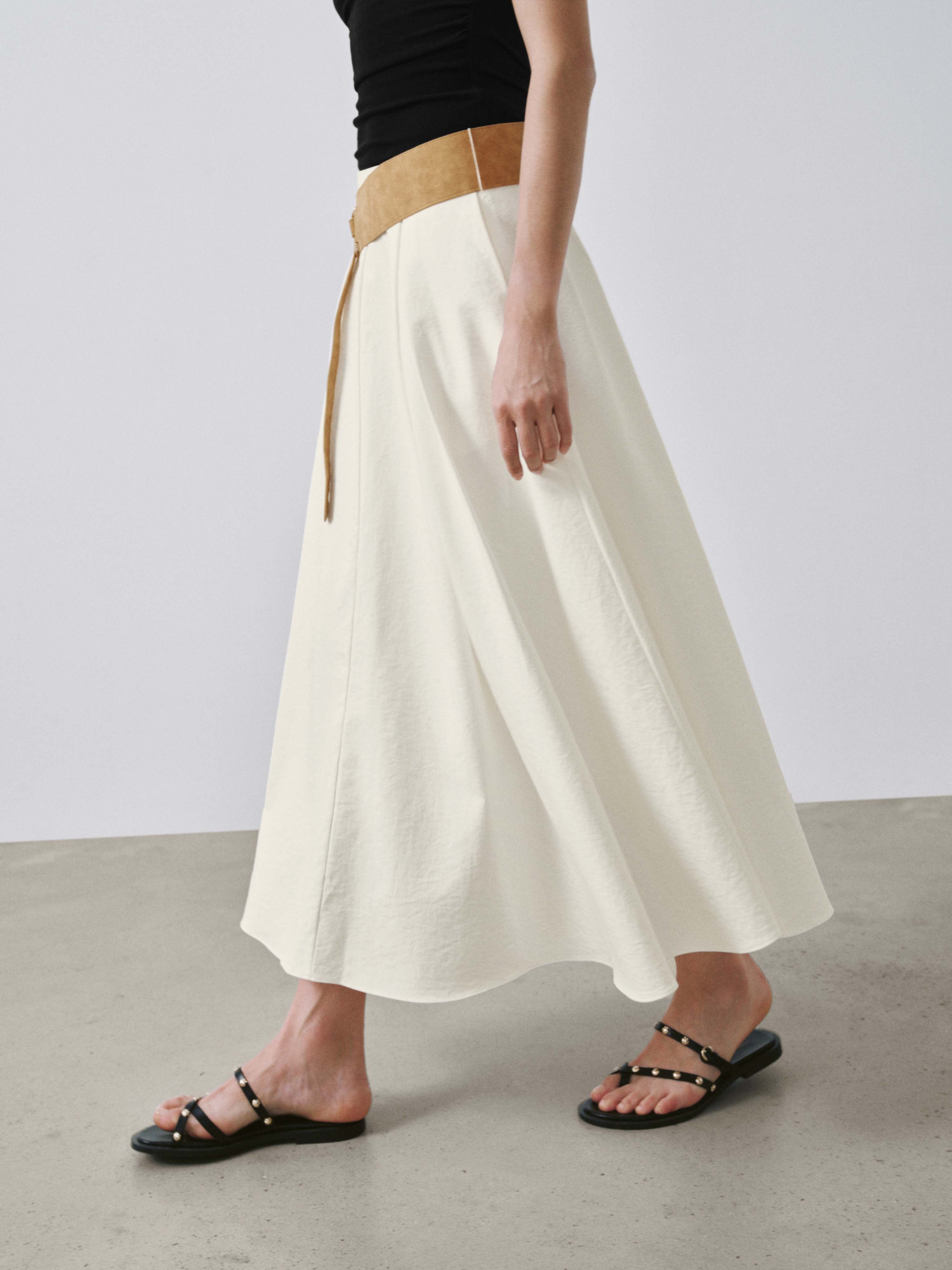 Urban Revivo Boho Belted A-Line Midi Skirts