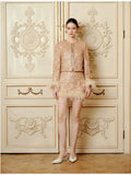 Glamorous Feather Trim Sequin Jacket