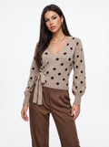 Polka Dot Wrap Knit Sweater