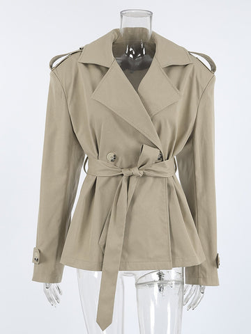 Oversized Cropped Trench Coat Jacket