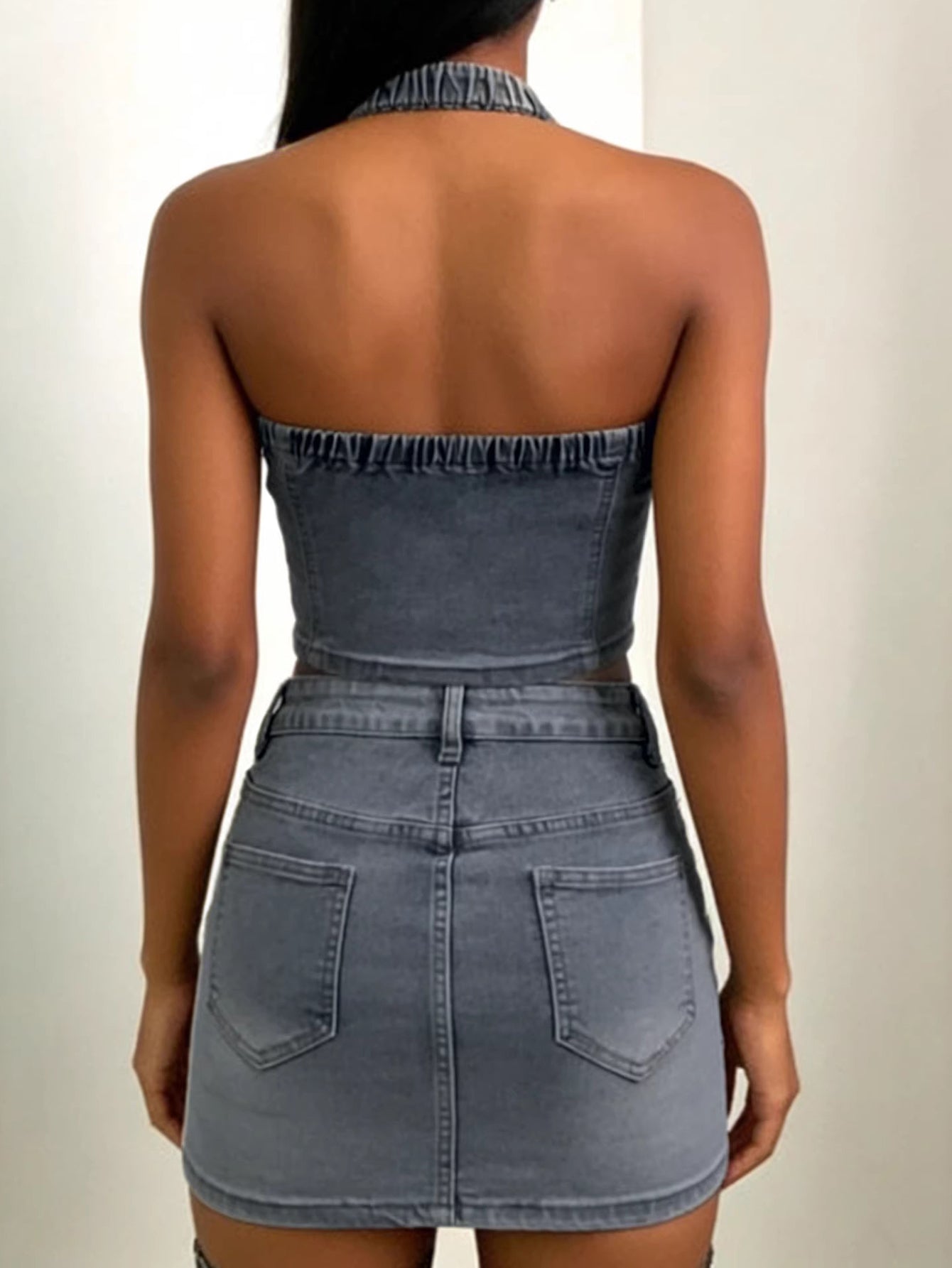 Stretch Embroidered Denim Set