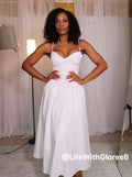 Elegant Sculpted White Midi Dress