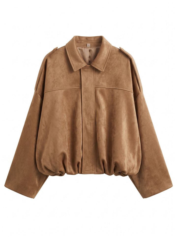 Oversized Suede Bubble Hem Jacket