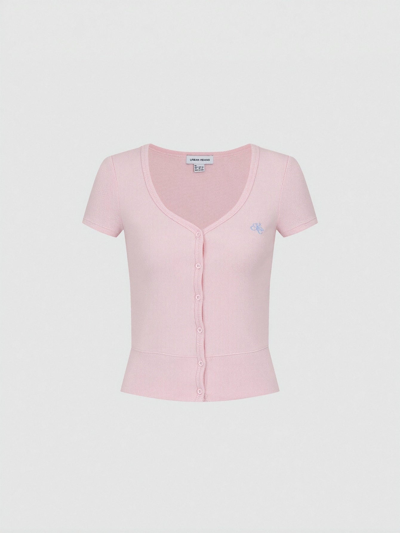 Button Detail Skinny-Fit T-Shirts