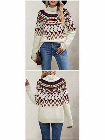 Cozy Fair Isle Turtleneck Pullover Sweater
