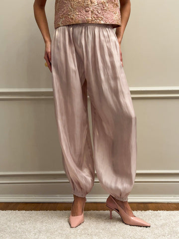Silky Satin Elastic Hem Pants