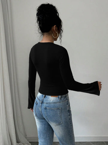 Elegant Cowl Neck Long Sleeve Top