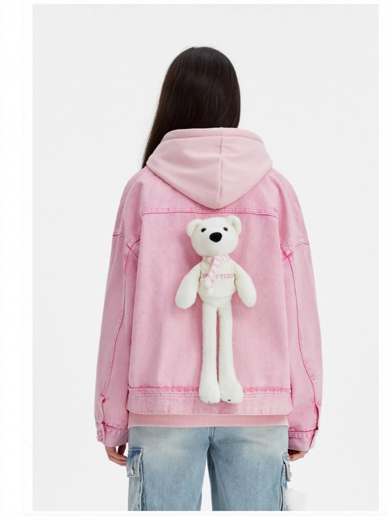Oversized Pink Graphic Denim Jacket