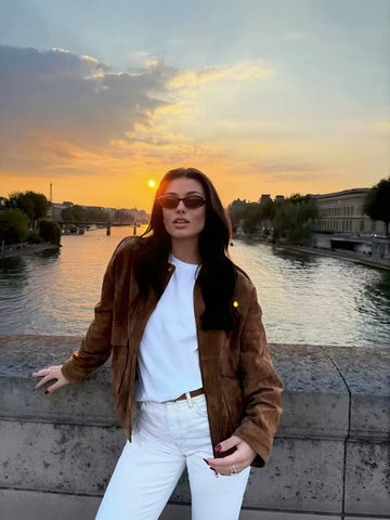 Oversized Brown Suede Utility Jacket
