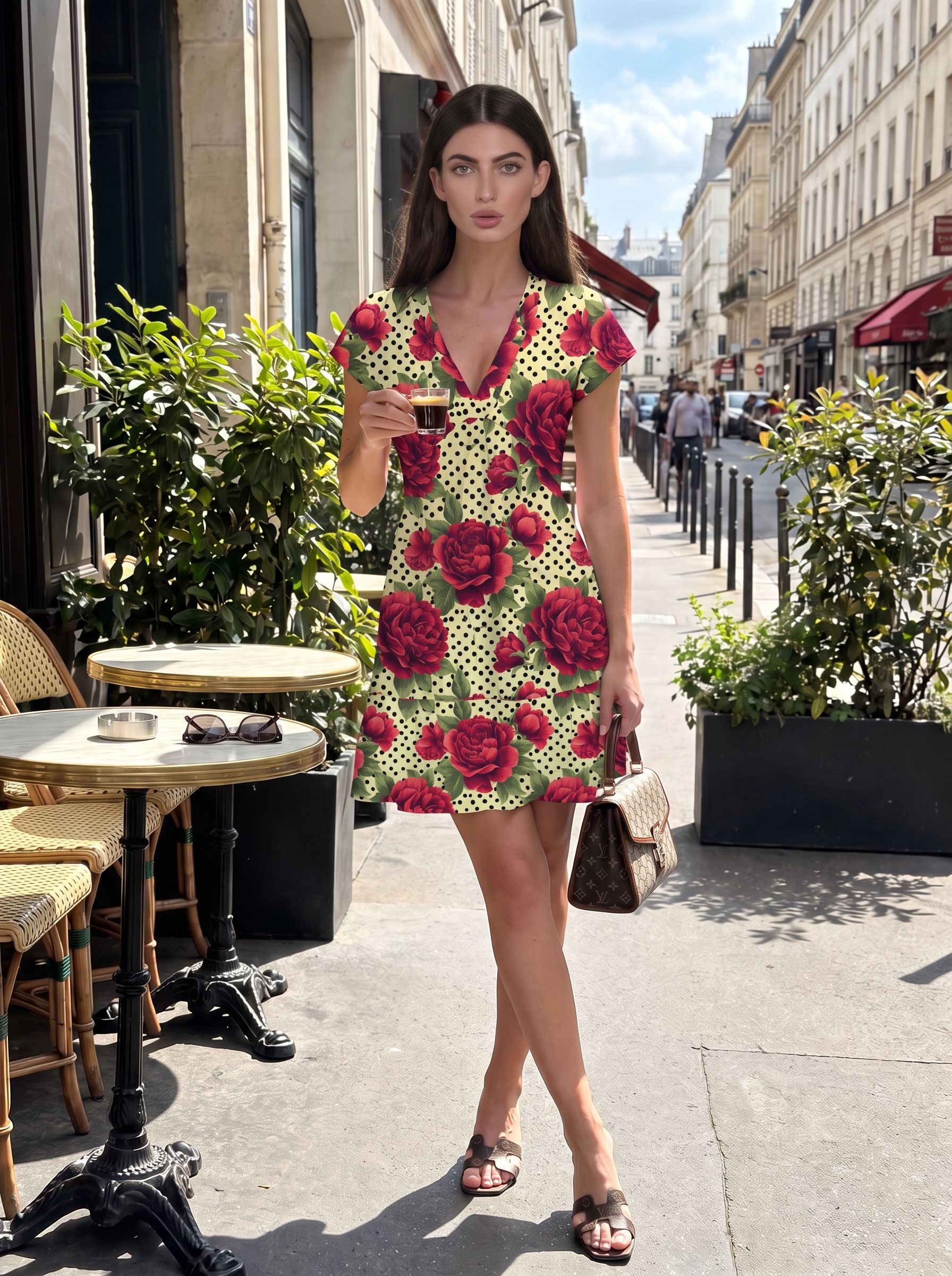 tabstabby9589 -'s Red Rose Polka Dot Print Mini Dress