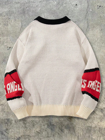 Oversized Graphic Polo Knit Sweater