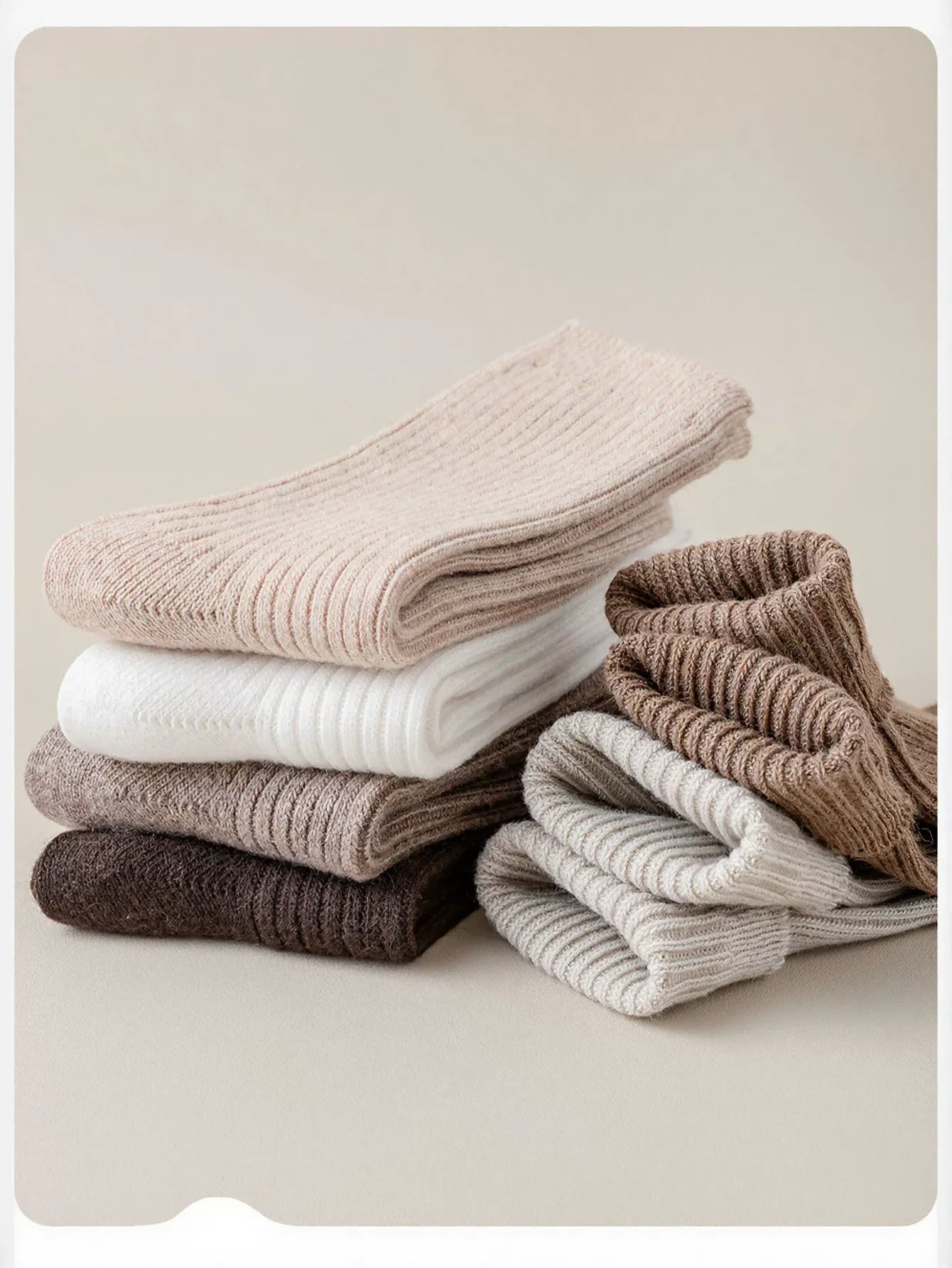 Soft Ribbed White Crew Socks