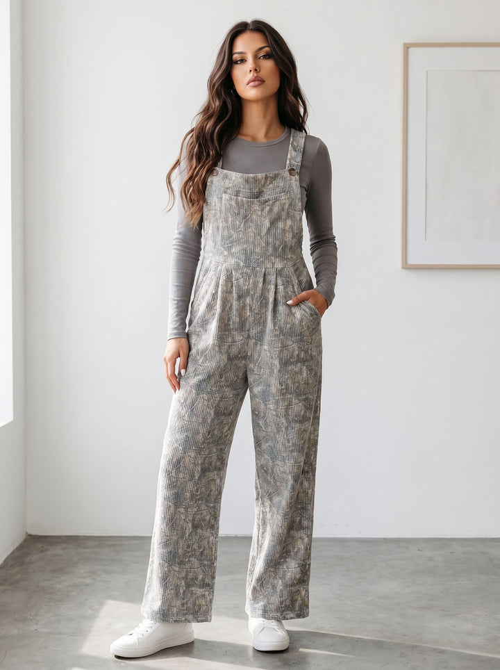 Casual Corduroy Wide Leg Jumpsuit