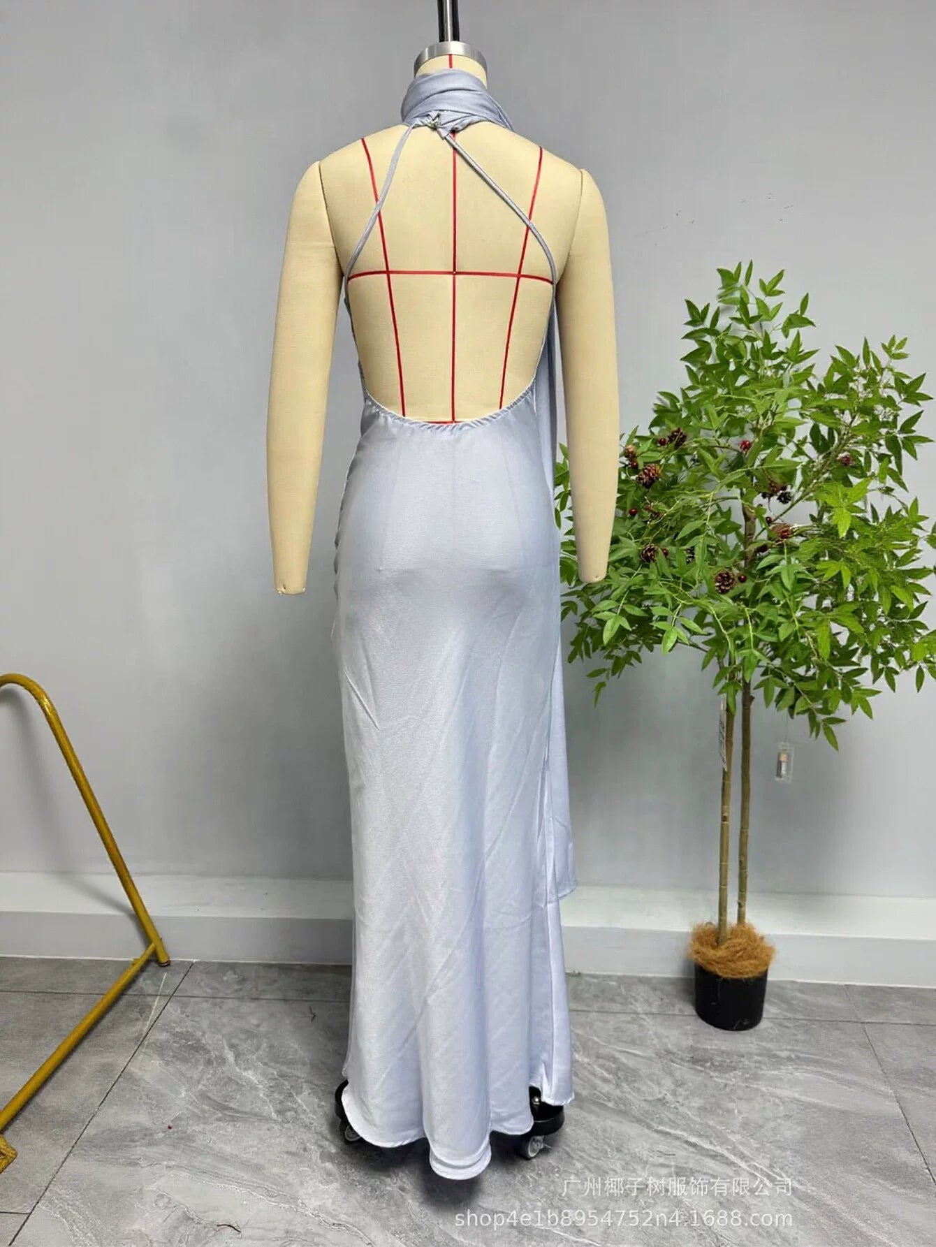 Satin Halter Neck Midi Dress