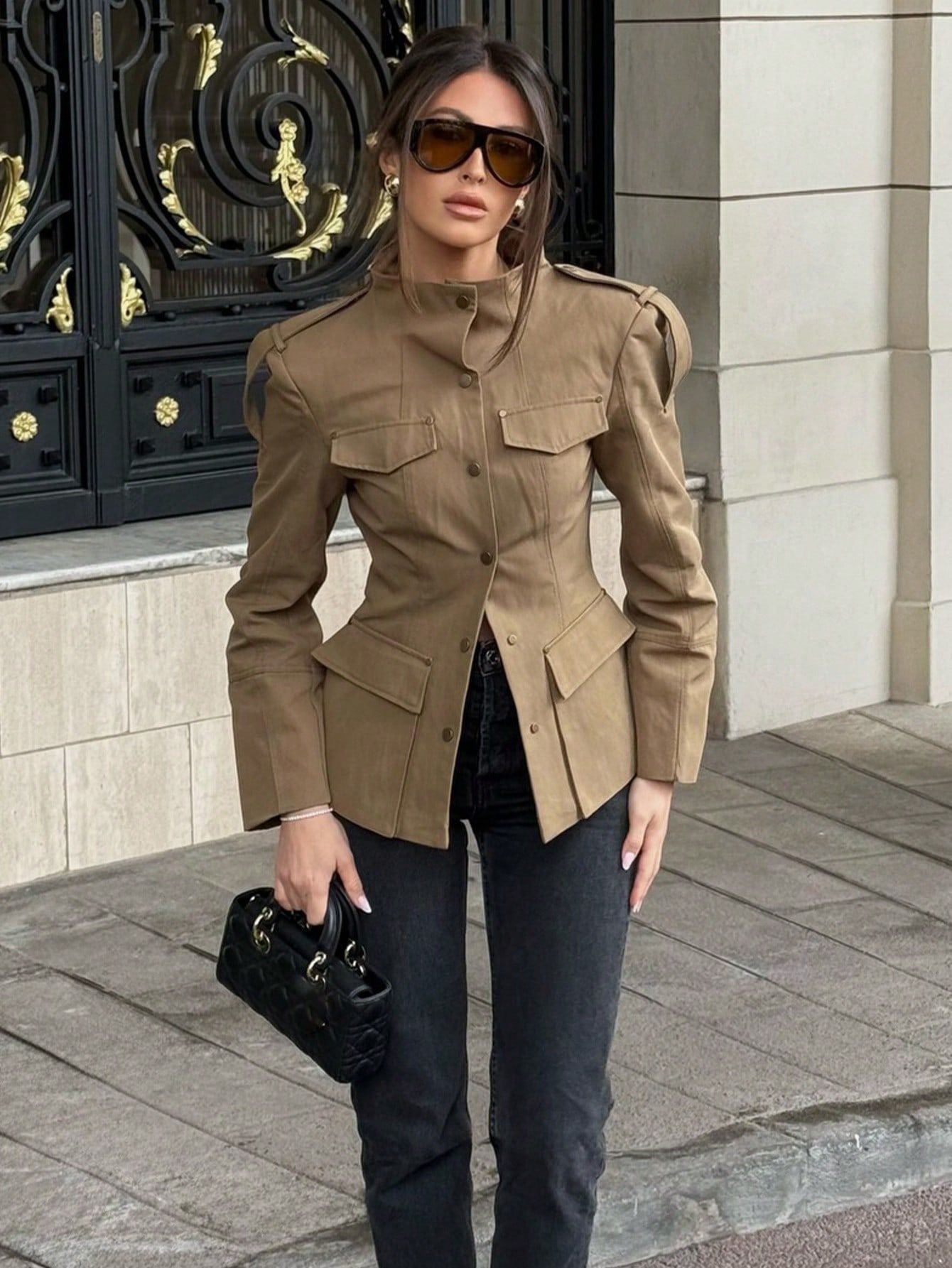 Tailored Military Style Utility Trench Jacket