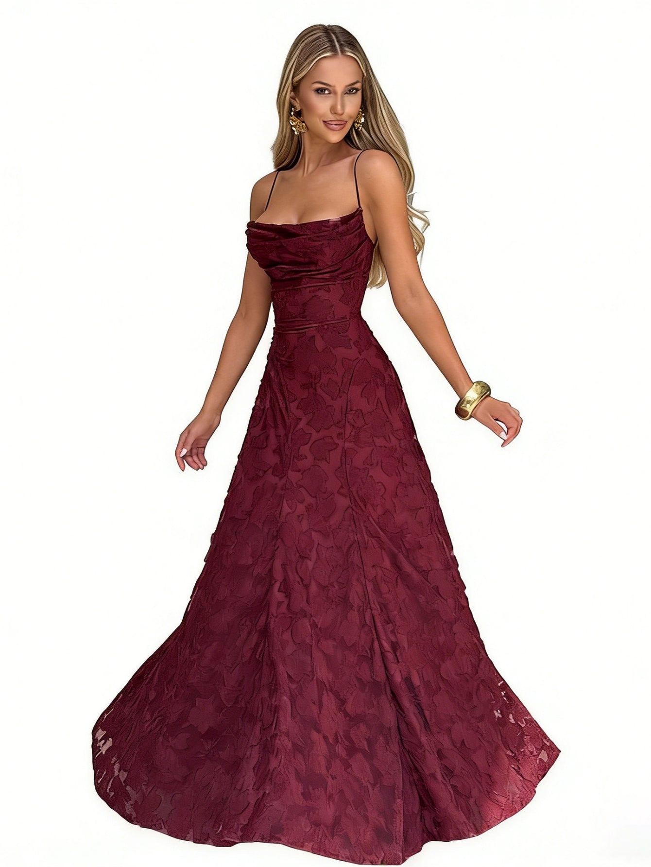 Cowl Neck Floral Maxi Dress
