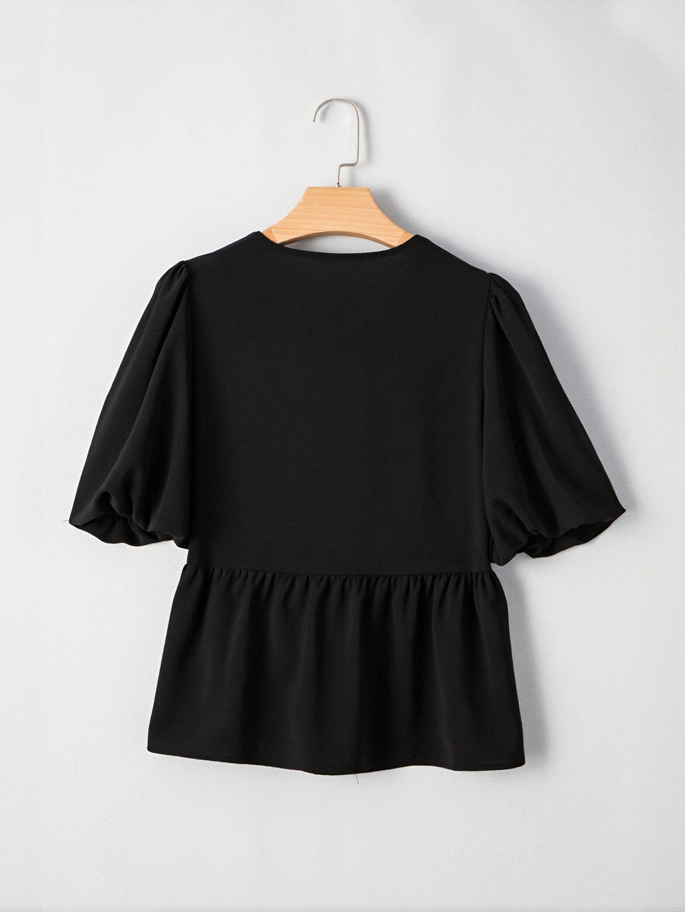 Tie Front Peplum Chiffon Blouse