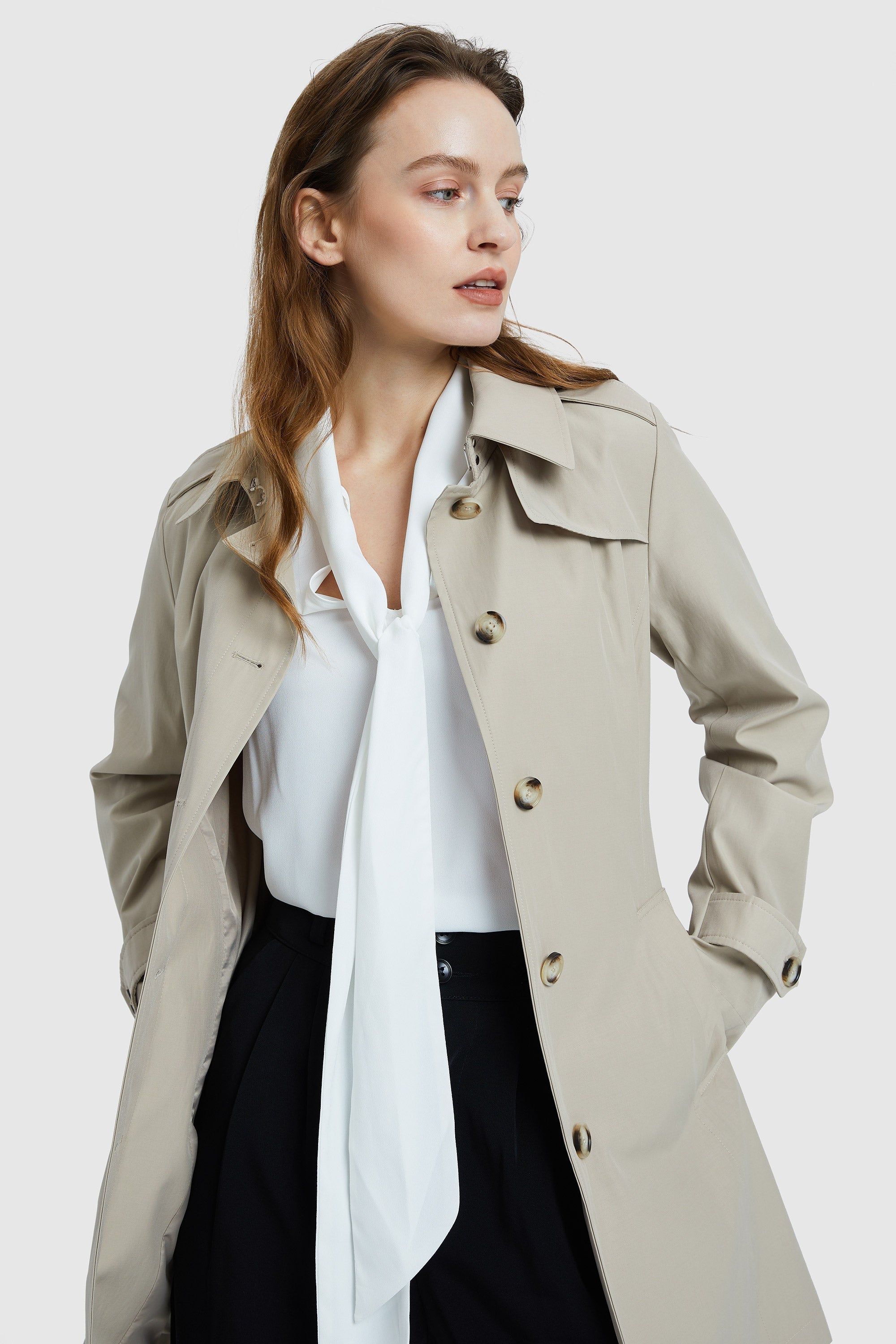 Classic Belted Double Breasted Trench Coat