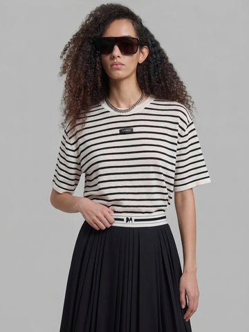 MO&Co.Include Linen Striped T-shirt