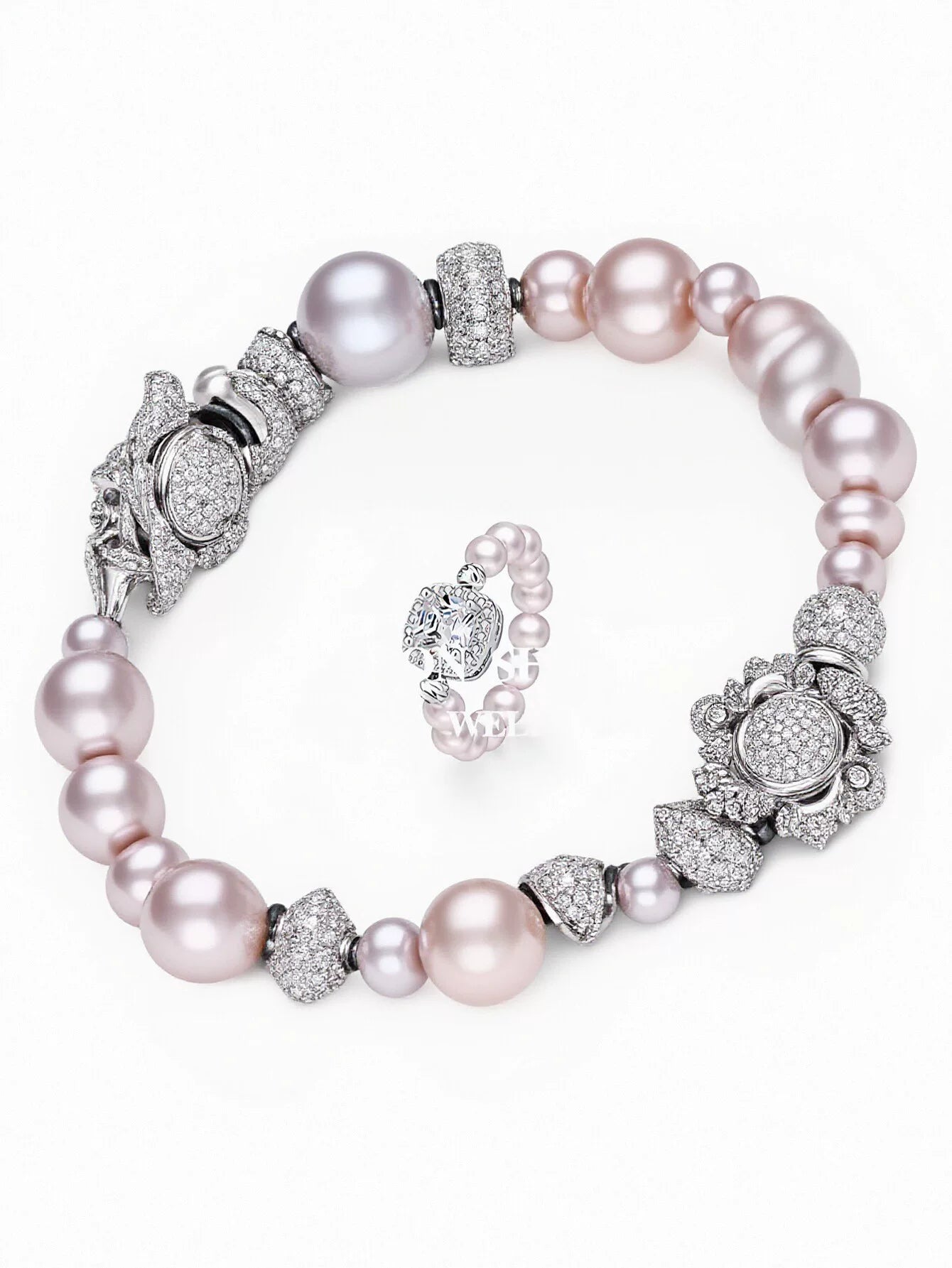 Elegant Beaded Halo Pearl Ring