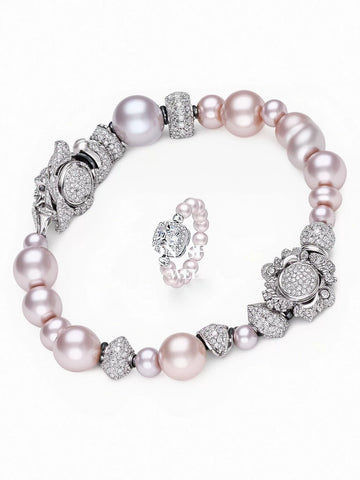 Elegant Beaded Halo Pearl Ring