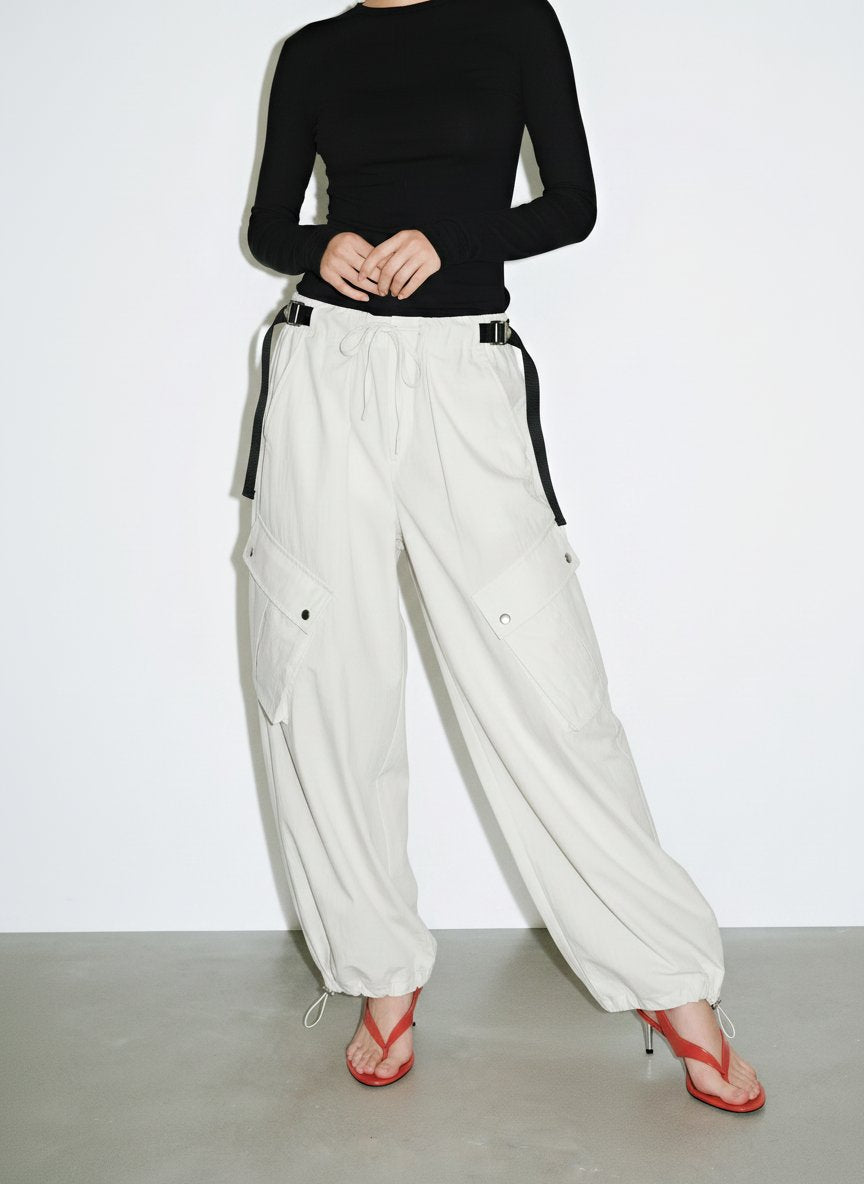 Cropped Cargo Pocket Pants