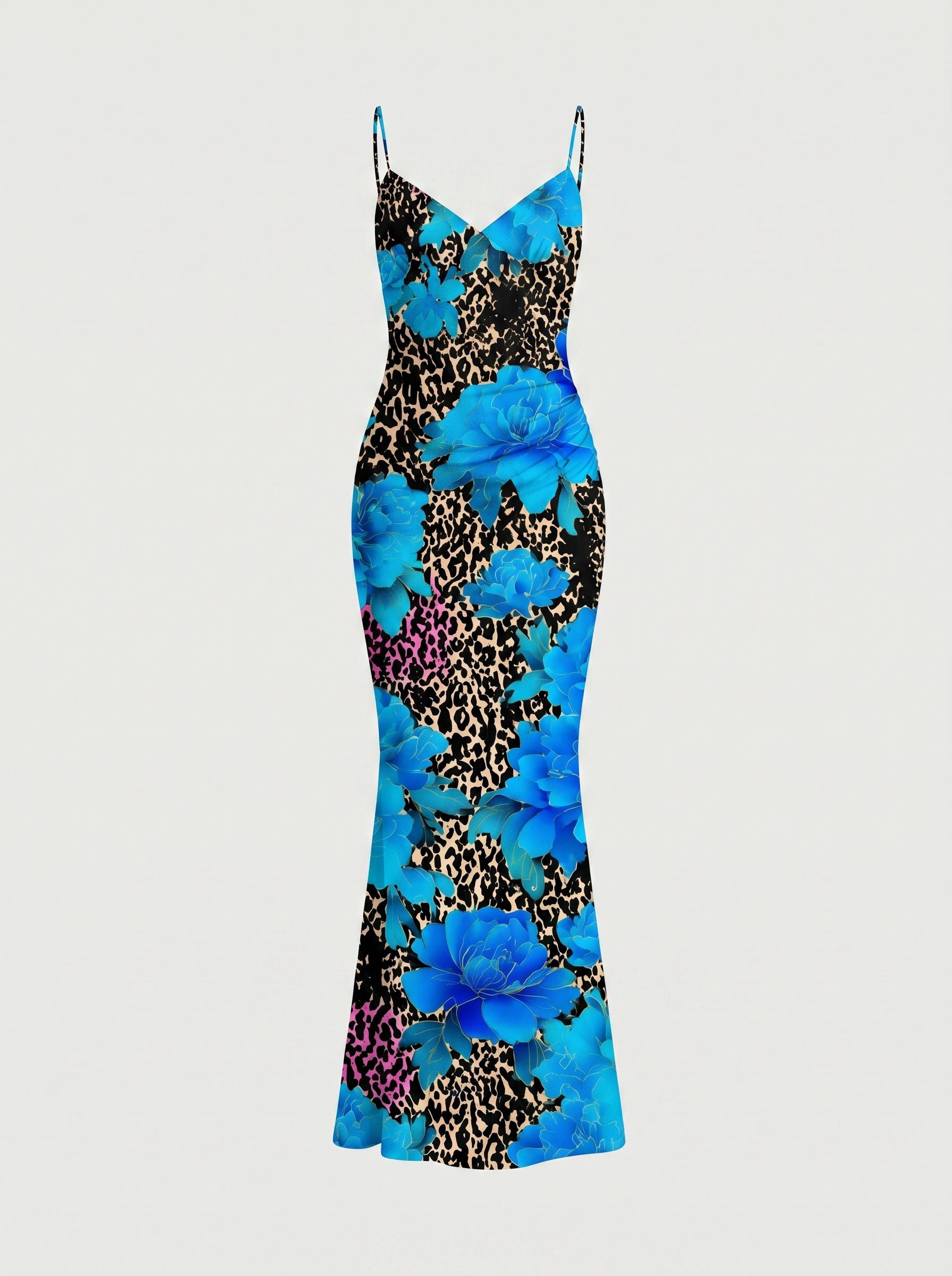 Floral Print Spaghetti Strap Bodycon Maxi Dress