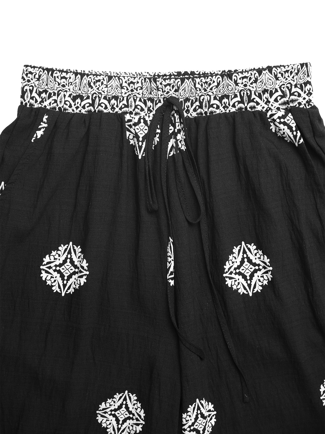 Ethnic Print Drawstring-Waist Relaxed Pants