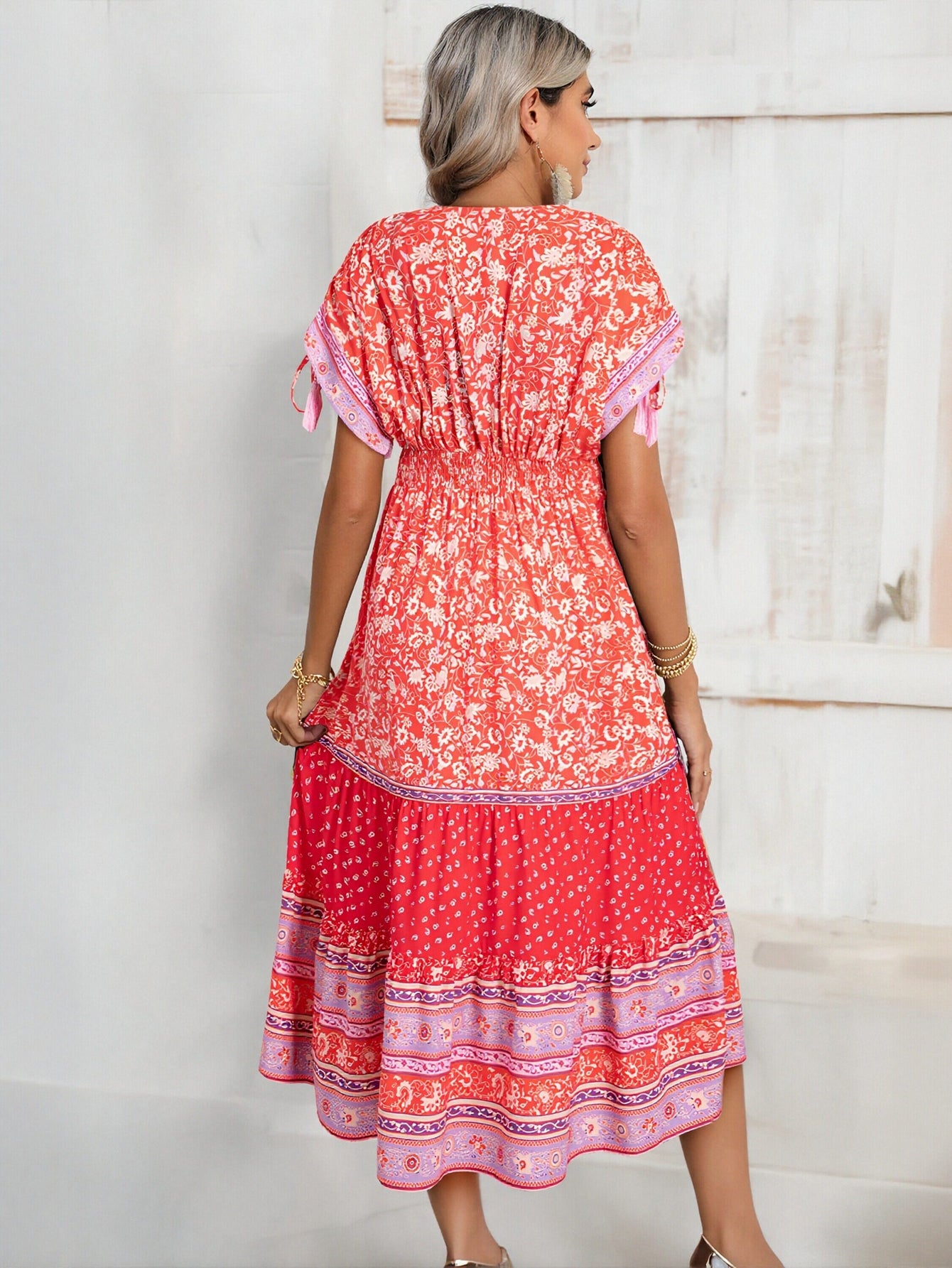 Bohemian Floral Print Maxi Dress