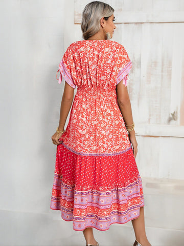 Bohemian Floral Print Maxi Dress