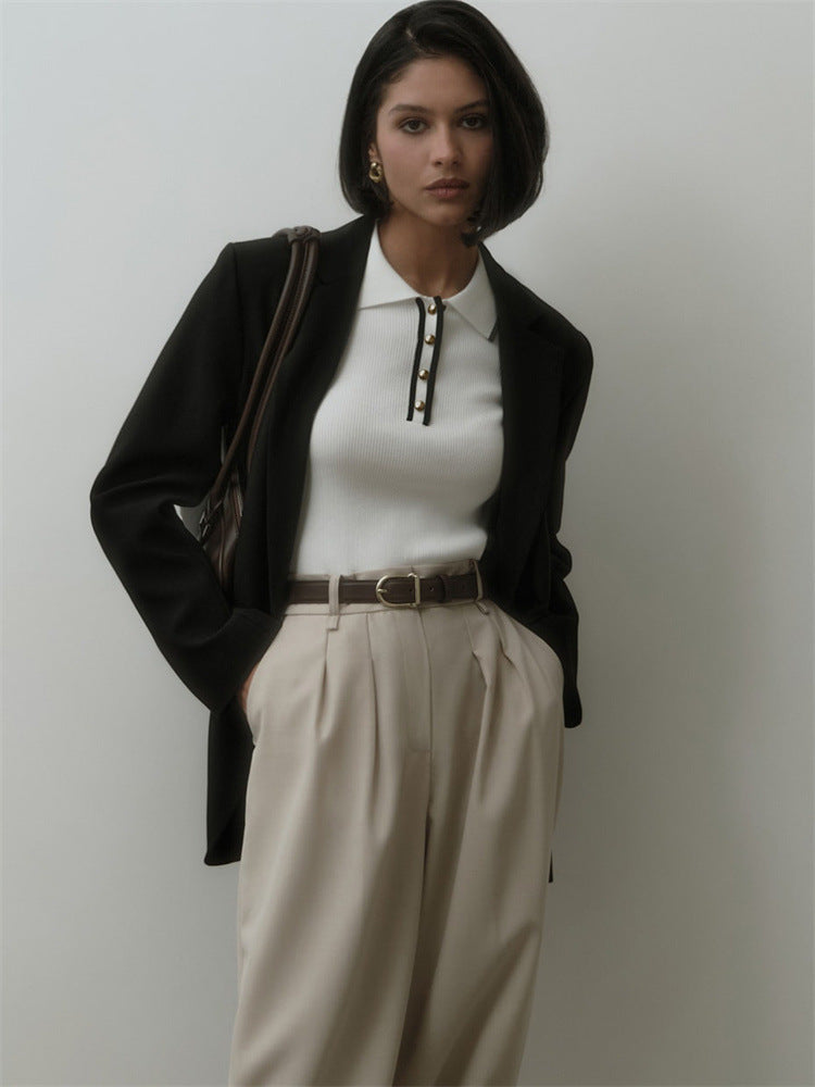 Short Sleeve Single-Breasted Casual Polo Shirt-Multicolor