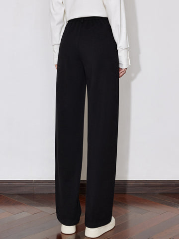 Pleated Front Button Waist Casual Pants