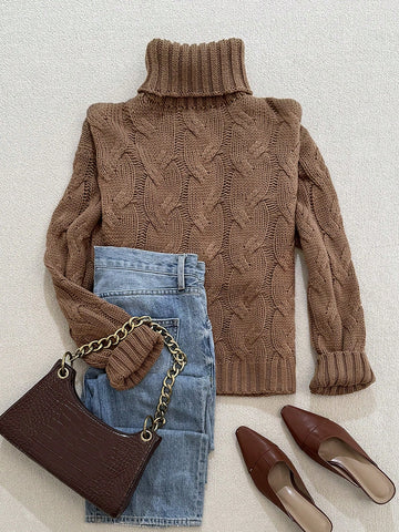 Cozy Cable Knit Turtleneck Sweater
