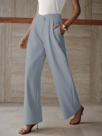 High Waisted Pleated Wide Leg Pants
