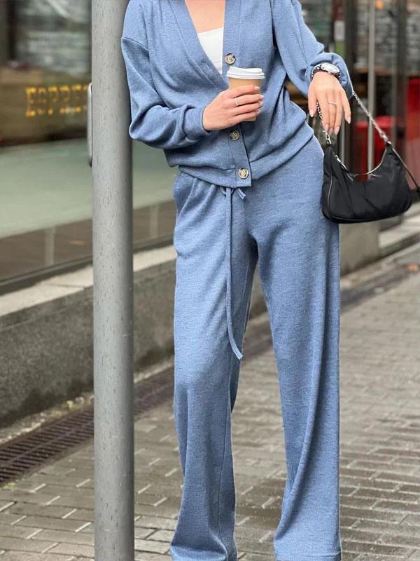 Cozy Knit Button Down Pant Set