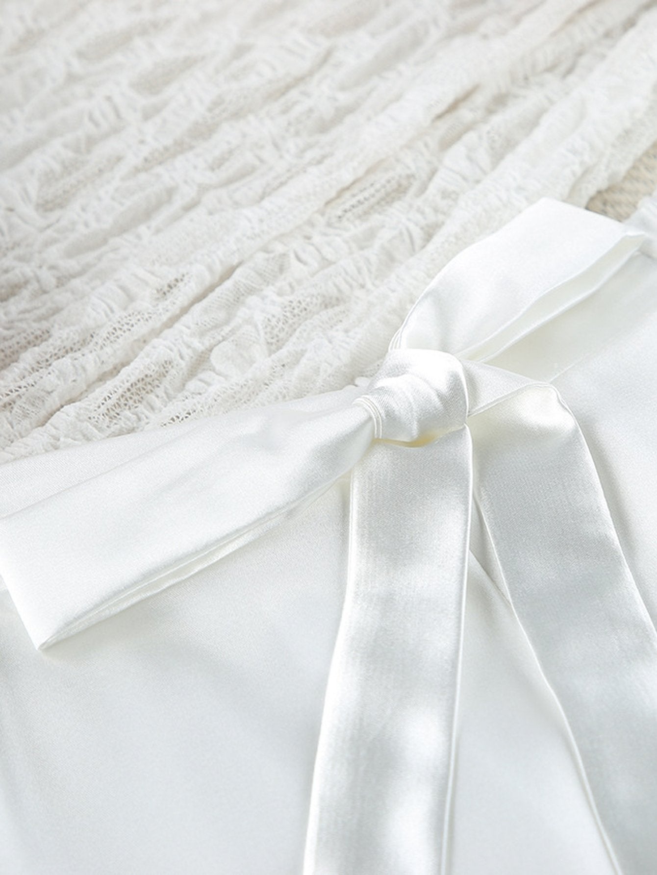 Feather Trim Satin Pajama Set