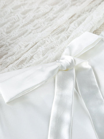 Feather Trim Satin Pajama Set