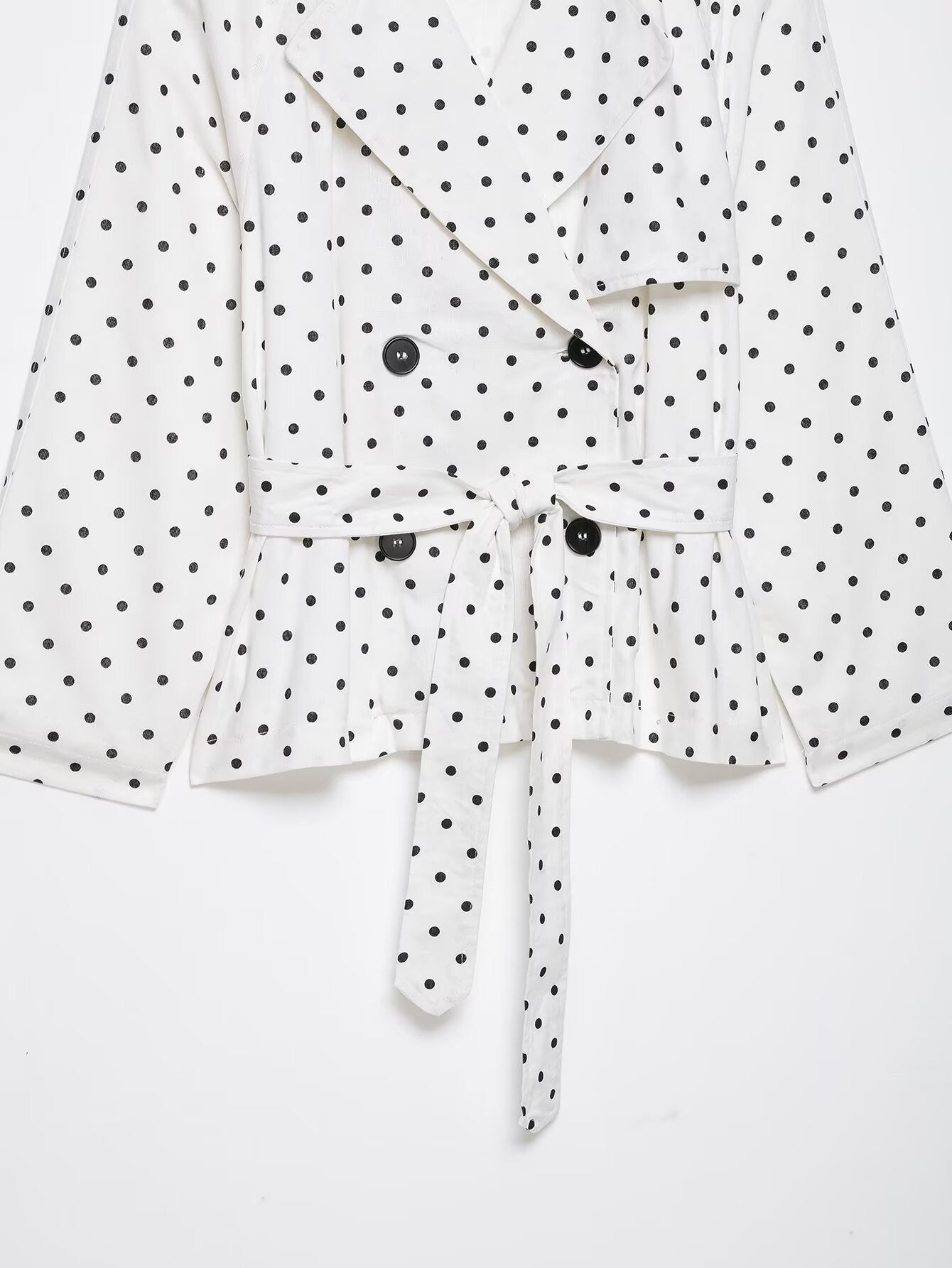 Polka Dot Belted Cropped Jacket