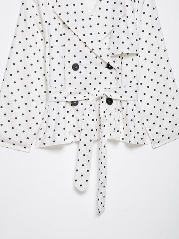 Polka Dot Belted Cropped Jacket