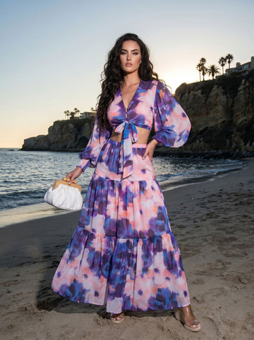 Tie Dye Tie Front Skirt Set