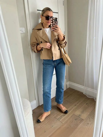 Double Breasted Cropped Trench Coat