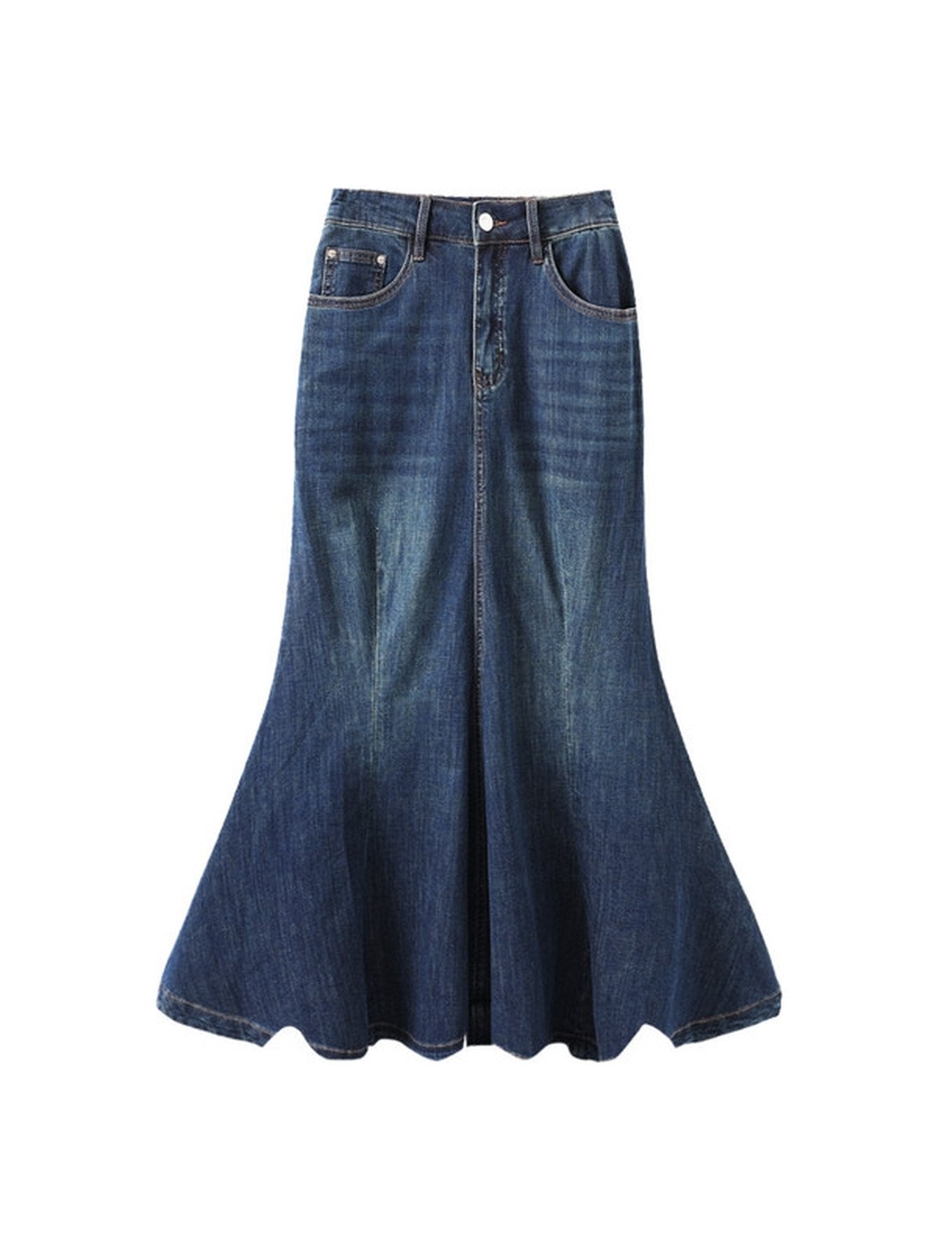 High Waisted Flared Denim Skirt