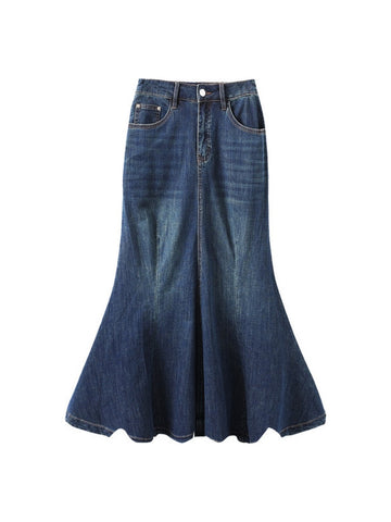 High Waisted Flared Denim Skirt