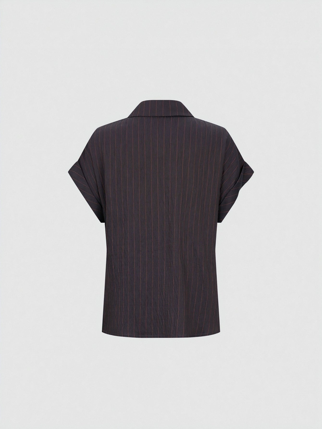 Tie-Waist Striped Short Sleeve Shirts