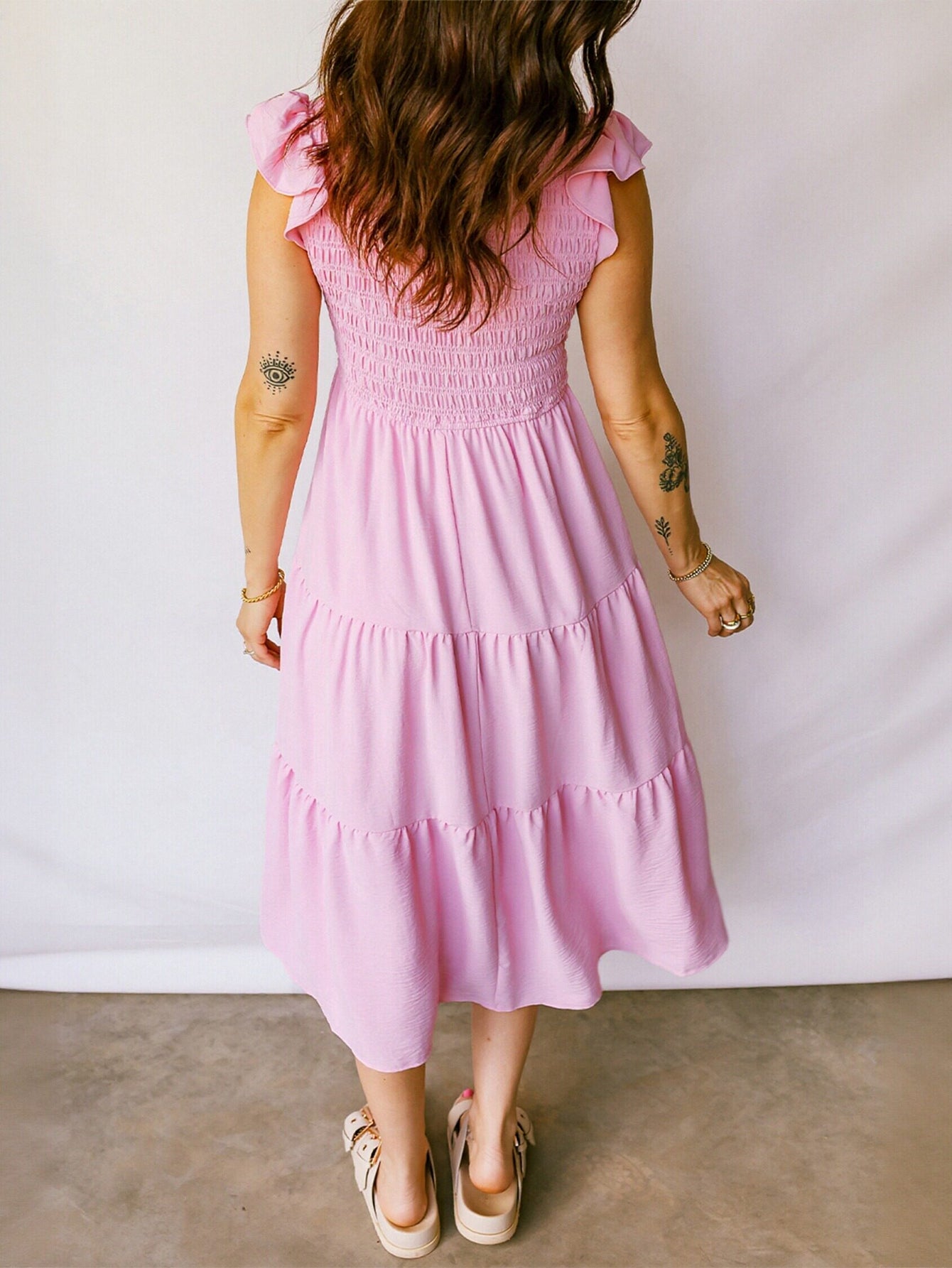 Smocked Bust Tiered Ruffle Maxi Dress