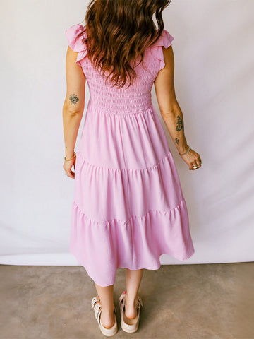 Smocked Bust Tiered Ruffle Maxi Dress