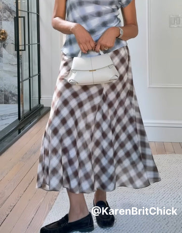 Checked Mermaid Maxi Skirt